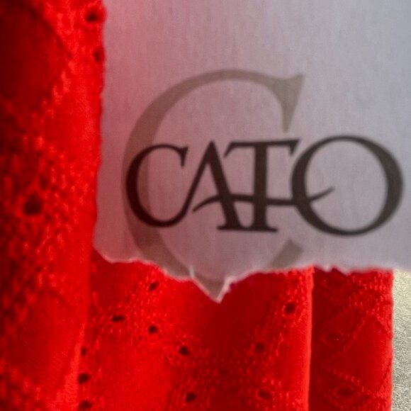 NWT Cato Women's Plus Size 26/28W Fiery Red Sleeveless Eyelet Tunic - Picture 15 of 16